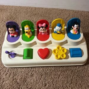Vintage Disney Mattel Mickey Mouse Friends Pop-Up Baby Toy Poppin Pals
